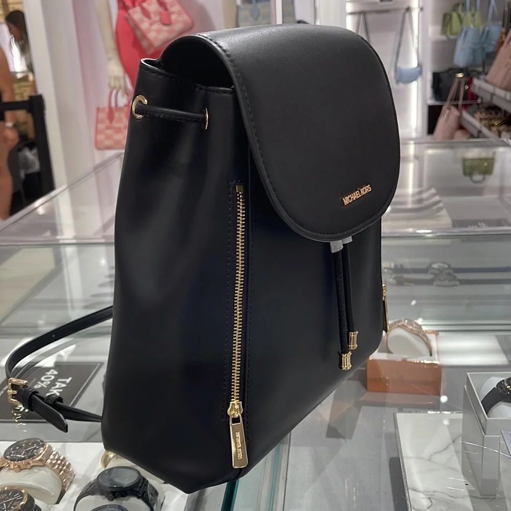 Michael Kors Backpack Bag Phoebe Medium Flap Drawstring Backpack Black 
NWT - Picture 3 of 16